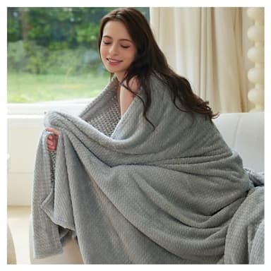 DaysU Throw Blanket for Couch Sofa Bed, Decorative Reversible Diamond Jacquard Fleece Blankets Fuzzy Soft Cozy Warm Micro Flannel Couch Blanket, Grey, Throw(50"x60") - Image 1