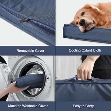 Tail Stories Outdoor XXL Dog Bed Waterproof, Dog Bed for Extra Large Dogs, Orthopedic Egg Foam Pet Bed with Washable and Removable Oxford Cooling Cover, Navy - Image 3