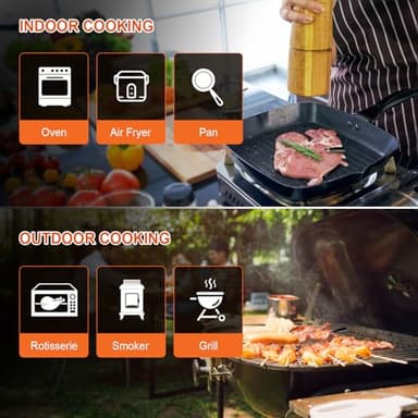 Wireless Meat Thermometer – Digital Cooking Thermometer with Wireless Probe – 500Ft Remote Range Food Thermometer – with iOS & Android Read App -Preprogrammed Temperatures for BBQ, Oven, Grill - Image 7