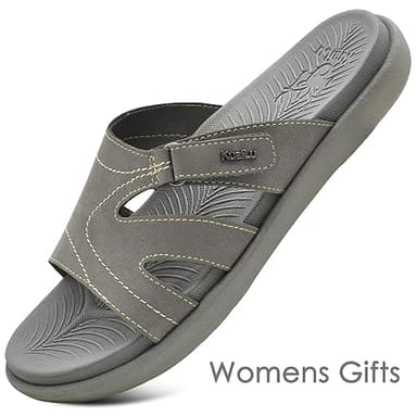 KuaiLu Womens Fashion Orthotic Slides Ladies Lightweight Athletic Yoga Mat Walking Sandals Slip On Thick Cushion Recovery Slippers Sandles Comfortable Plantar Fasciitis Arch Support Grey Size 8 - Image 8