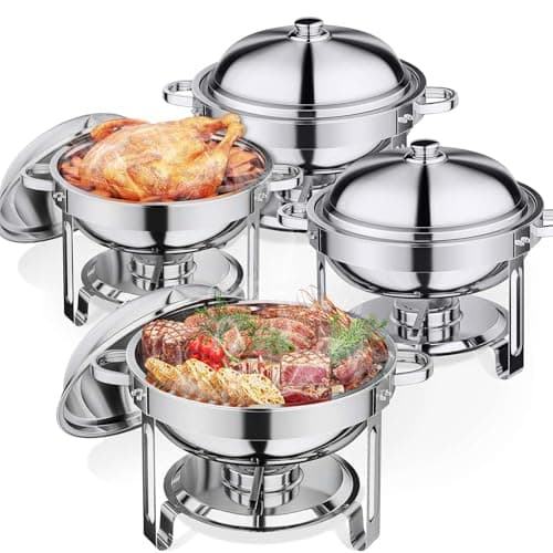 Anycoo 5.5QT Chafing Dishes for Buffet 4 Pack, Stainless Steel Chafing Dish Buffet Set, Buffet Servers and Warmers with Lid for Wedding Parties Outdoor BBQ Spring Summer Picnic - Image 1