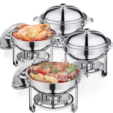 Anycoo 5.5QT Chafing Dishes for Buffet 4 Pack, Stainless Steel Chafing Dish Buffet Set, Buffet Servers and Warmers with Lid for Wedding Parties Outdoor BBQ Spring Summer Picnic - Image 1