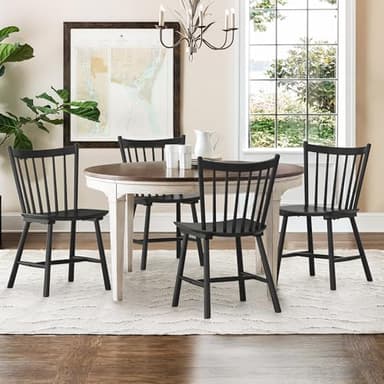 LUE BONA Upgraded Dining Chairs Set of 8, Farmhouse Wooden Spindle Back Kitchen Chairs, Windsor Dining Chairs for Kitchen and Dining Room, Black - Image 6