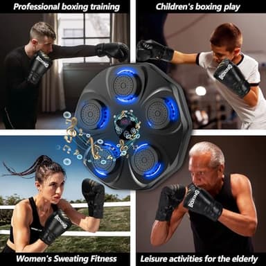 TGLLM Music Boxing Machine, Interactive Punching Trainer with Boxing Gloves, Large Size Wall Mounted Electronic Boxing Target for Adults Kids, 9 Modes & 9 Speeds - Image 7