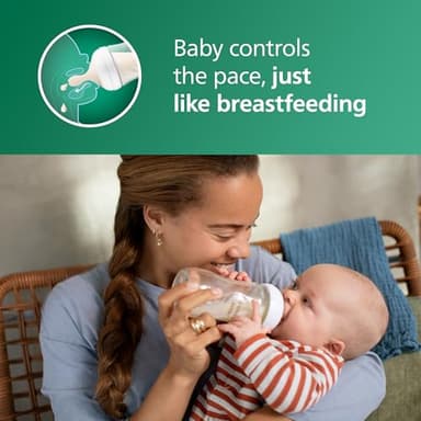 Philips Avent Natural Glass Baby Bottle with Natural Response Nipple (Medium Flow, Flow 3), 8oz, SCY913/01 - Image 2