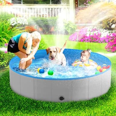Niubya Foldable Round Dog Pool, Collapsible Hard Plastic Dog Swimming Pool, Portable Bath Tub for Pets Dogs and Cats, Pet Wading Pool for Indoor and Outdoor, 72 x 12 Inches - Image 5