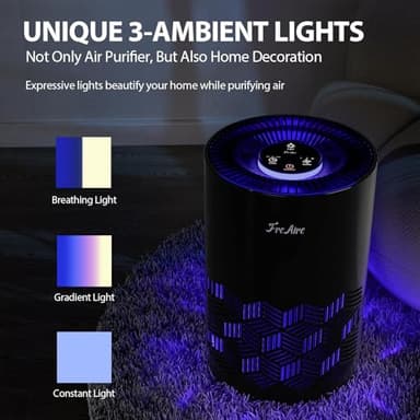 FreAire Air Purifiers for Bedroom Covers Up to 1086 Ft², Air Purifiers for Home, HEPA Air Purifier with Lights, Air Purifier Removes Dust Smoke Pollen Dander Smell, for Home/Pets/Bedroom (Black) - Image 4