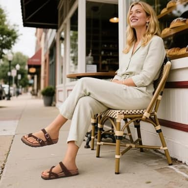 Litfun Women's Genuine Suede Cork Footbed Sandals Comfortable Summer Slides with Adjustable Buckle, Brown 39 - Image 6