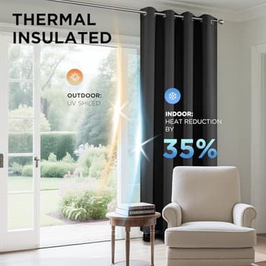 Joydeco Blackout Curtains 72 Inch Length, Grey 52 ×72 Curtains for Bedroom, Thermal Insulated Long Curtains & Drapes 2 Burg, Room Darkening Grommet Drapes for Living Room Window, 2 Panels Set - Image 5