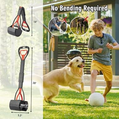 TIMINGILA Pooper Scooper 2 Pack, 28" Long Handle No Touch Dog Pooper Scooper for Large Medium Small Dogs, Durable Spring & Lightweight, Waste Pickup Tool for Dogs in Lawns/Grass/Dirt/Gravel - Image 5