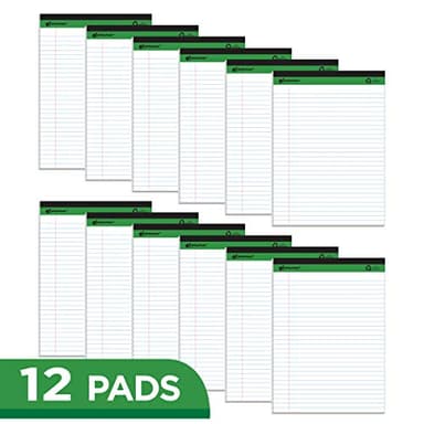 KAISA White Legal Pads 12pads Writing Pads Recycled Paper, 8.5"x11.75" Wide Ruled Perforated 50 sheets Hard Back Notepads 8-1/2"x 11-3/4" Writing Tablet Canary For Office Supplies (Pack of 12pc) KSU-5293 - Image 5