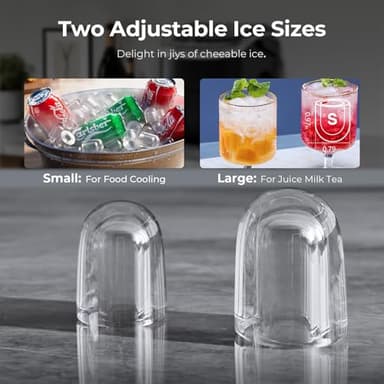 Antarctic Star Countertop Ice Maker,26Lbs/24H,9 Cubes in 6 Mins,Portable Ice Machine with Ice Scoop and Basket,2 Sizes of Bullet Ice Cube for Home Kitchen Office Bar Party. - Image 4
