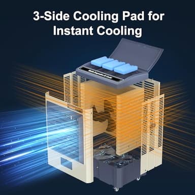 Uthfy 41" Swamp Cooler, 4800 CFM Evaporative Air Cooler with 10.6 Gallon Water Tank, Portable Outdoor Air Conditioner with 3 Ice Pack, 110° Oscillation, 3 Speed for Garage, Yard, Commercial Use - Image 3