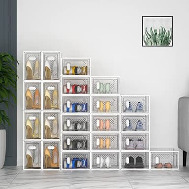 SIMPDIY Shoe Storage, 12 Pack Shoe Organizer for Closet, Shoe Boxes Clear Plastic Stackable Shoe Containers with Lids for Size 10 - Image 7