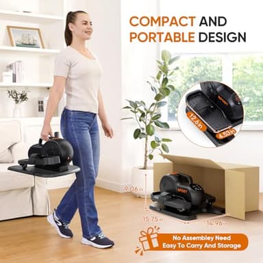 Dripex Under Desk Elliptical Machine, 3-in-1 Electric Ellipse Leg Exerciser As Seen On TV, 10 Adjustable Speed & Resistance, Seated Pedal Exerciser for Seniors with Remote, Fully Assembled - Image 9