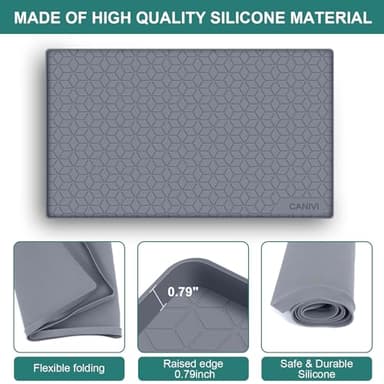 CANIVI Under Sink Mat, 34" x 22" Waterproof Silicone Under Sink Tray for Kitchen & Laundry Cabinets, Kitchen Cabinet Shelf Protector, Up to 3.3 Gallons Liquid, Fits 36 inch Standard Cabinet(Grey) - Image 6
