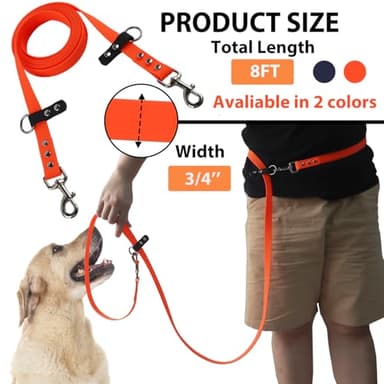 Hands Free Dog Leash 8FT Multifunctional Crossbody Dogs Training Lead Waterproof 9 in 1 Adjustable Waist Pet Leashes for Small, Medium Dogs Walking, Jogging, Running (Dark Blue, 3/4'' X 8FT) - Image 5