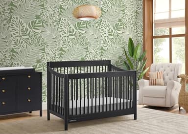 Delta Children Brooks 6-in-1 Convertible Crib - Greenguard Gold Certified, Midnight Grey - Image 2