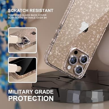 Choiche Compatible for iPhone 16 Pro Max Case Women Phone Case, Cute Bling Sparkly, Military Grade Protection, 3 Diamond Camera Lens Covers, 2 Tempered Glass Protectors, 6.9 inch (Glitter Clear) - Image 6