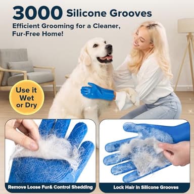 Augwind 6PCS Pet Grooming Kit for Dogs,Cats and Horses | Dog Washing Gloves | Dog Bath Brush | Dog Bath Gloves | Dog Shampoo Brush | Pet Grooming Gloves | Dog Bath Supplies (Navy Blue) - Image 3