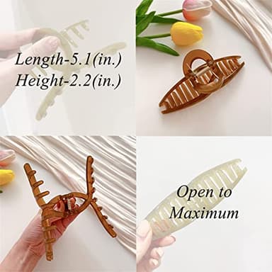 Big Hair Claw Clips - Butterfly Hair Accessories for Women and Girls with Long, Thick Hair - Large 5.1 Jelly Clips, 4 Pcs, Mother's Day Gifts - Image 4