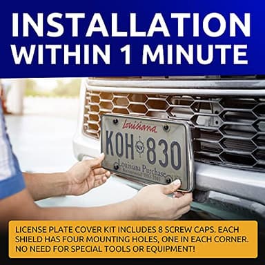 Unbreakable License Plate Covers | Front & Rear Shield Fastening for Car Frames | Premium 6"x12" Auto & Truck Accessories - Image 3