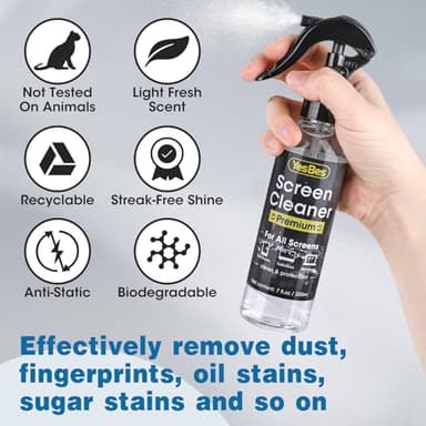 Screen Cleaner Spray 14oz (7oz x 2 Pack) - TV Screen Cleaner Spray and 2 Microfiber Cloths, Computer Screen Cleaner & Car Screen Cleaner for TV, Monitor, Laptop, MacBook, iPad and Electronic Devices - Image 5