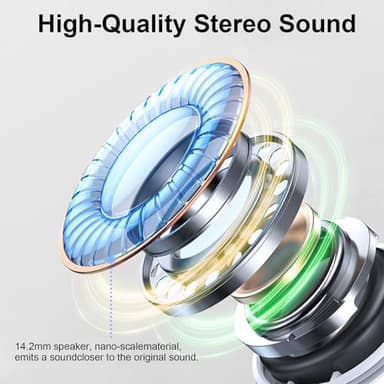 Rinsmola Wireless Earbuds, 2025 Bluetooth 5.4 Headphones Deep Bass Stereo Ear Buds, 4 ENC Noise Cancelling Mic, USB-C in-Ear Earphones, IP7 Waterproof Sport Workout for Laptop Pad Android iOS Phone - Image 3