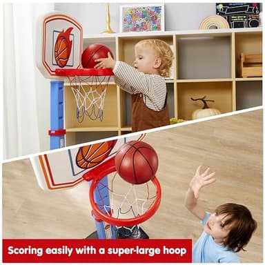 JOYIN Toddler Basketball Hoop Indoor, Adjustable Basketball Goal for Kids with 4 Balls, Game Toys for Playroom Pool Outdoor, Birthday Gift for Baby Boys Girls Age 1 2 3 4 - Air Pump Included - Image 3