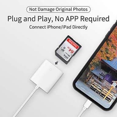Apple MFi Certified Lightning to SD Card Camera Reader for iPhone iPad, FUHAYA sd Card Reader Memory Card Reader Trail Camera Viewer SD Card Adapter for iPhone 13/12/11/XS/XR/X/8/iPad, Plug and Play - Image 3