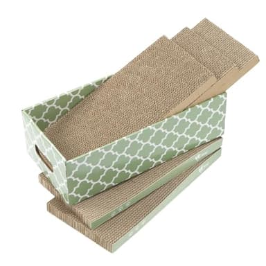 MECOOL Cat Scratching Board，5PC Cat Scratch Pad with Box，Reversible Corrugated Cat Scratcher Cardboard and Lounge Bed for Indoor Cats, Catnip - Image 7