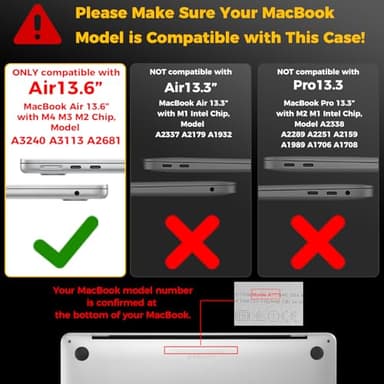 EooCoo Case Compatible with MacBook Air 13 inch M4 2025 2024 2023 2022 M3 M2 A3240 A3113 A2681, Crystal Hard Shell Scratch Resistant Protective Cover Compatible for MacBook Air 13.6 inch Case, Clear - Image 2