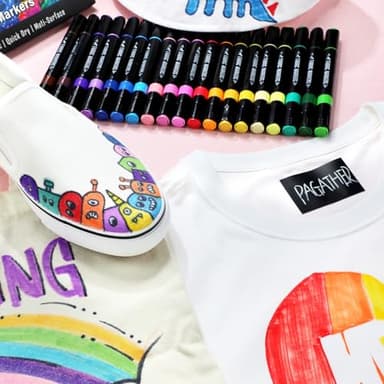 Fabric Markers Permanent for Clothes, 20 Colors Dual Tip with Fine and Chisel Tips Paint Pens for Clothing Canvas Tote Bags T-Shirt and Shoes, Non Toxic Ink for Kids and Adults - Image 5