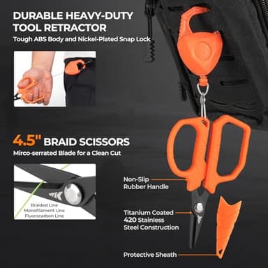 KastKing SteelStream 6pc Fishing Tool Kit - Corrosion Resistant Fishing Pliers with Lanyard, Fillet Knife, Floating Fish Lip Gripper, Fishing Braid Scissors, Tool Retractor, Fishing Gifts for Men - Image 5