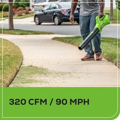 Greenworks 48V (2x24V) 17" Brushless Mower+12" String Trimmer +320CFM Blower,(2) 4.0Ah Batteries and 2A Dual Port Charger - Image 7