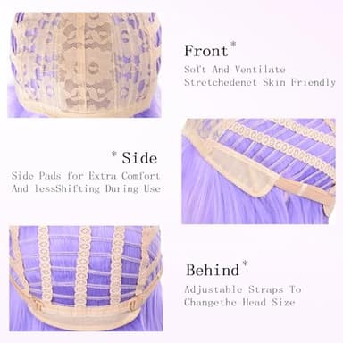 T-color Purple Bob Wigs for White Women - 12'' Short Bob Wigs With Bangs Natural Fashion Synthetic Wig Colorful Synthetic Hair for Daily Cosplay Halloween - Image 4