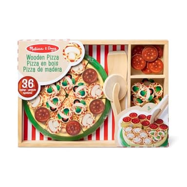 Melissa & Doug Pizza Party Wooden Play Food Set With 54 Toppings - Image 3
