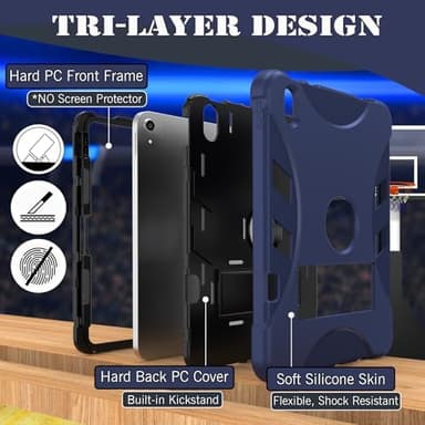 Rantice Military-Grade Tested Case for iPad 10th Generation 10.9" / iPad 11-inch (A16) 11th Generation, Heavy Duty Shockproof Protective iPad Case with Kickstand & Pencil Holder, DarkBlue+Black - Image 4