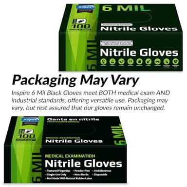 Inspire Black Nitrile Gloves HEAVY DUTY 6 Mil Chemical Resistant Medical Cooking Cleaning Disposable Glove - Image 5