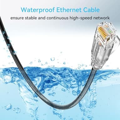 Cat6a Ethernet Cable Slim 100ft Outdoor&Indoor, 28AWG Pure Copper Cat6 Internet Cable for Waterproof & Direct Burial, Flexible Cat6 Ethernet Cable 10G 550MHZ, Cat 6 Network cable for Indoor Black - Image 6