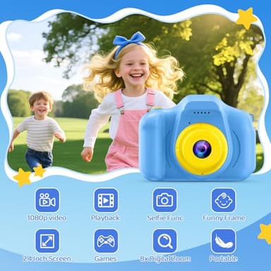 Desuccus Kids Camera Toys Christmas Birthday Gifts for Boys and Girls Kids Toys 3 4 5 6 7 8 9 Year Old HD Digital Video Camera for Toddler with 32GB SD Card (Blue) - Image 3