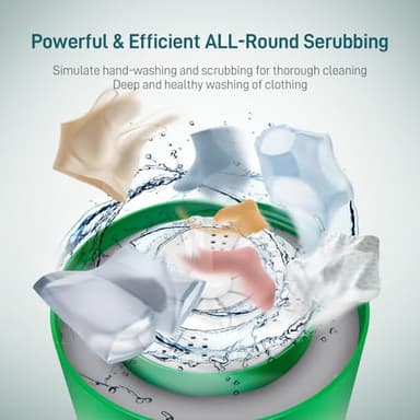 Underwear Washing Machine | 1L Portable Mini Washer Deep Cleaning of Underwear, Baby Small Clothes, Socks | Lightweight and Compact for Apartment, Dorm, Hotel, Travel, USB-C Rechargeable (Green) - Image 5