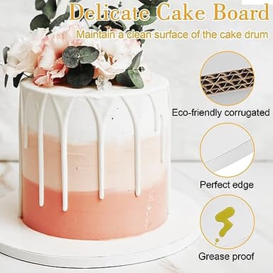 12 PCS Cake Drums 10 Inch, 10inch Drum, Cake Boards 10 Inch Round, 1/2" Thick Cardboard, Sturdy Circle, Base para Pastel Cardboard Base White Cake Boards for Wedding - Image 5