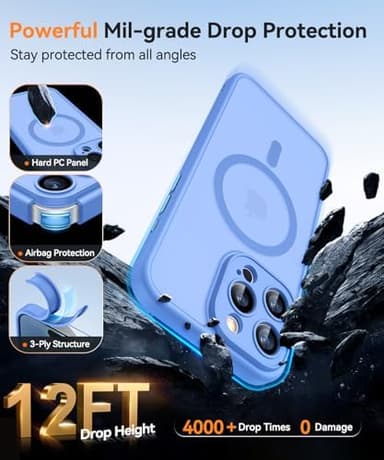 CANSHN Magnetic Compatible with iPhone 16 Pro Max Case, Upgraded [Full Camera Protection] [Compatible with Magsafe] [Translucent Matte] Shockproof Protective Phone Cover 6.9 Inch - Ultramarine - Image 7