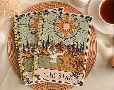 Knibeo Star Tarot Journal Notebook - 5.5×8.3 Inch Tarot Spiral Bound Notebook Aesthetic with 164 Pages, Witch Journal, Star Tarot Card Notebook - Image 2