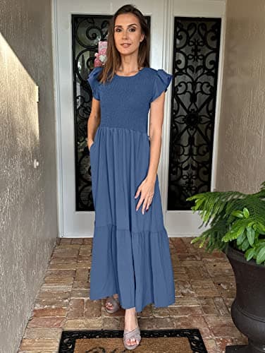 OFEEFAN Casual Dresses for Women Flowy Petite Maxi Dresses for Women Petite Length XS - Image 2