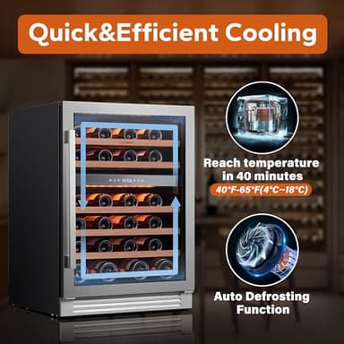 Ca'Lefort Wine Fridge & Cooler - 24 Inch 46 Bottle Wine Cooler Refrigerator, 40-65°F Dual Zone Wine Refrigerator Glass Door, 3 LED Built-in or Freestanding Fridge for Home/Bar/Kitchen (5.65 cu.ft) - Image 5