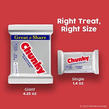 Chunky, Milk Chocolate with Freshly Roasted Peanuts and Chewy Raisins, Individually Wrapped Candy Bar, Share Pack 2.5.oz each, Bulk 24 Pack - Image 5