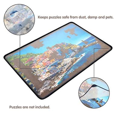 Tektalk Jigsaw Puzzle Board Portable Puzzle Mat with Dustproof Cover for Puzzle Storage Saver, Non-Slip Surface, Up to 1000 Pieces (Gray) - Image 2