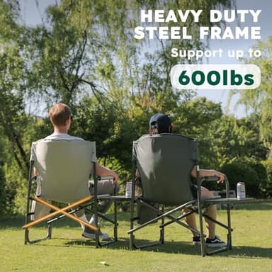 Colegence Oversized Directors Camping Chair Support 600 LBS, Heavy Duty Folding Outdoor Chairs with Detachable Side Pocket and Adjustable Side Table for Outside Beach,Lawn,Fishing (Blue) - Image 3